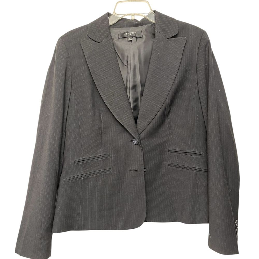 Nine West Charcoal Pinstripe Blazer